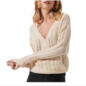 ASTR Front Pointelle Knit Medium Cream Sweater